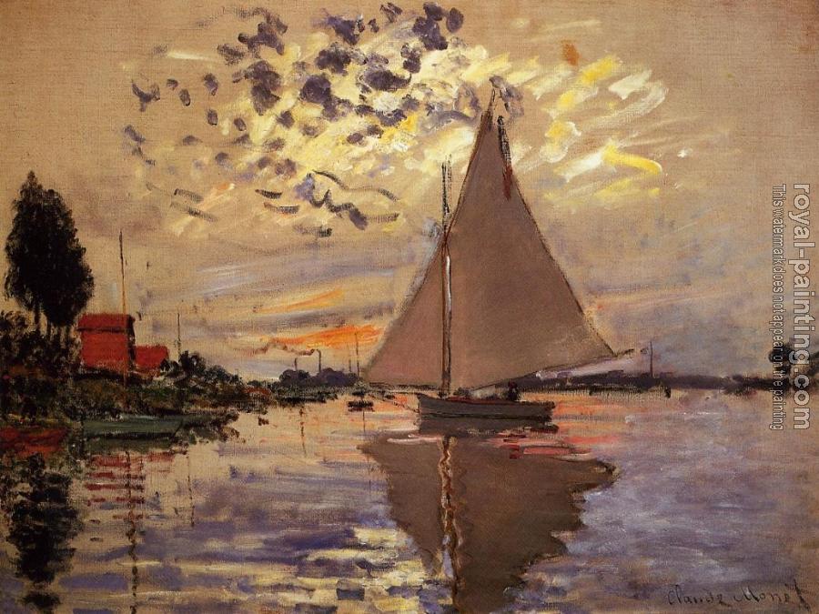 Claude Oscar Monet : Sailboat at Le Petit-Gennevilliers
